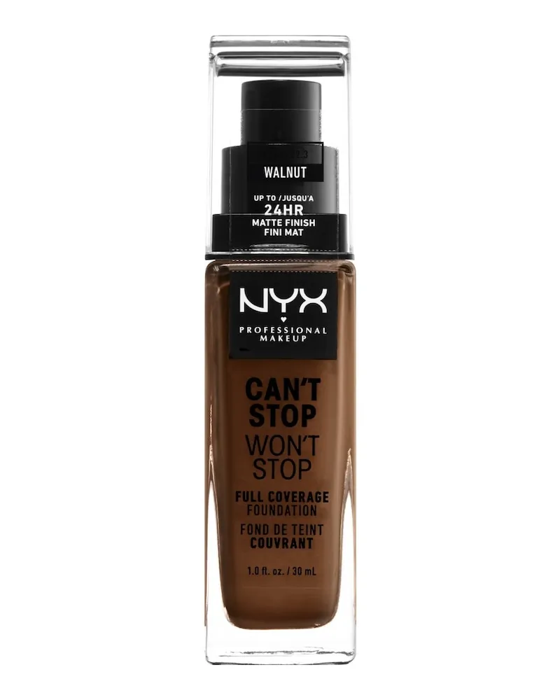 NYX Cosmetics Can't Stop Won't 24-Hour Foundation 30 ml Nr. 22.5 Warm Walnut Braun