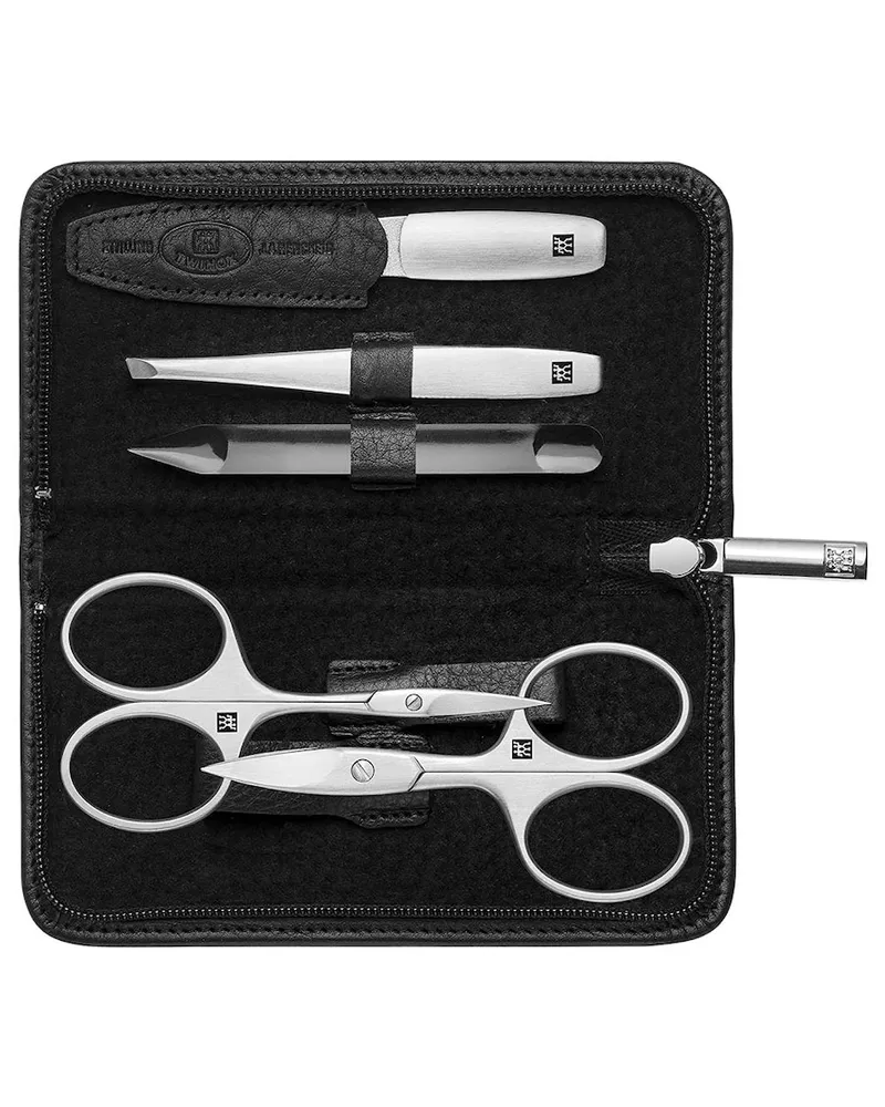 Zwilling Maniküre Pediküre Set 5tlg. mitNagelschere, Leder, schwarz Nägel kürzen 