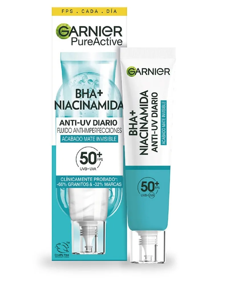 Garnier Pure Active Bha + Niacinamid Anti-unreinheiten-fluid Spf50+ Feuchtigkeitsserum 40 ml 