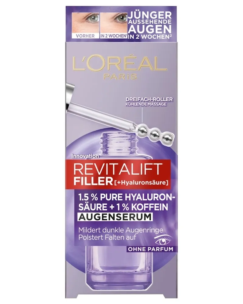 L'Oréal Revitalift Filler Augenserum mit 1.5% Hyaluronsäure + Koffein 20 ml 