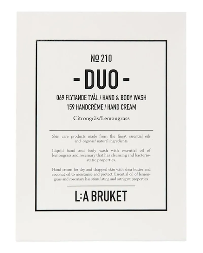 L:A Bruket No. 207 Duo-kit Liquid Soap Hand Cream Seife 190 ml 