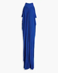 Alberta Ferretti Gerafftes Maxikleid aus Ponte Blau