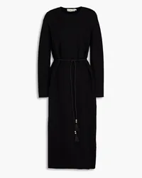 Tory Burch Gestricktes Midikleid mit Troddeln Schwarz