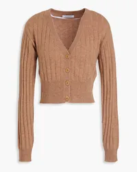 NAADAM Cropped Cardigan aus einer gerippten Woll-Kaschmirmischung Braun