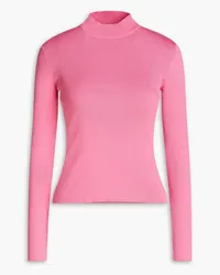 Oscar de la Renta Rollkragenpullover aus einer gerippten Seidenmischung Pink