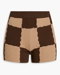 Jacquemus Gelato karierte Shorts aus einer Baumwollmischung Braun