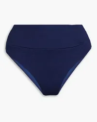 Melissa Odabash Hamptons hoch sitzendes geripptes Bikini-Höschen Blau