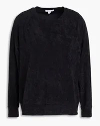 James Perse Sweatshirt aus Samt inKnitteroptik Schwarz