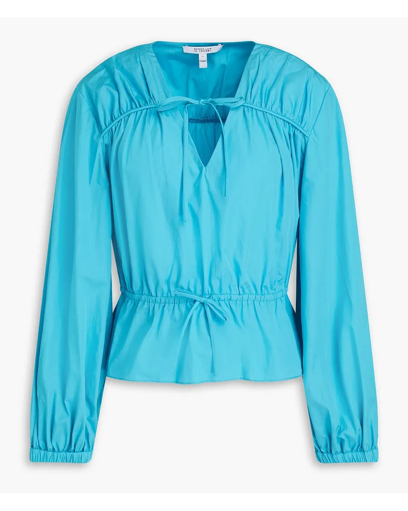 Derek Lam Geraffte Bluse Aus Baumwollpopeline Blau