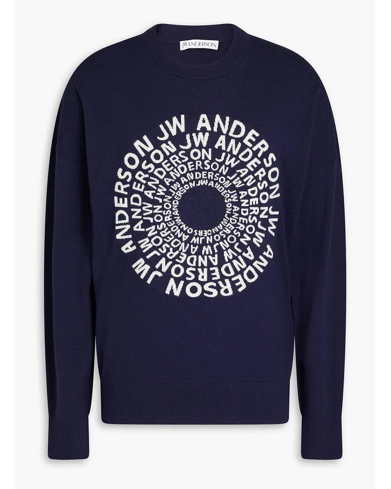 J.W.Anderson Pullover Aus Jacquard Strick Merinowolle Blau