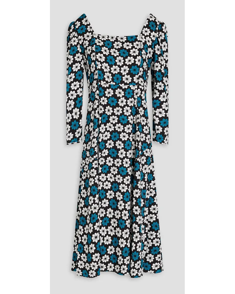 Diane von Furstenberg Joanna Midikleid aus Crêpe mit floralem Print Weiß