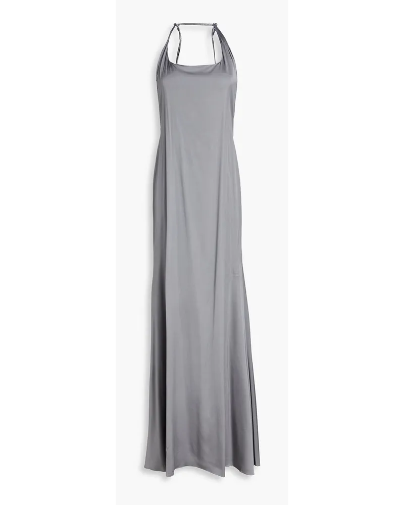 Jacquemus La Robe Mentalo Maxikleid aus glänzendem Twill Grau