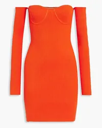 Helmut Lang Schulterfreies Minikleid aus Rippstrick Orange