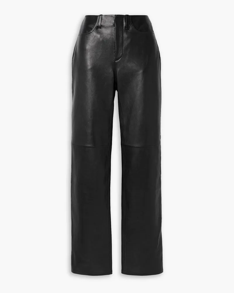 Alexander Wang Lederhose mit geradem Bein Schwarz