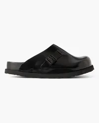 Birkenstock Dougal Clogs aus Glanzleder mit Schnalle Schwarz