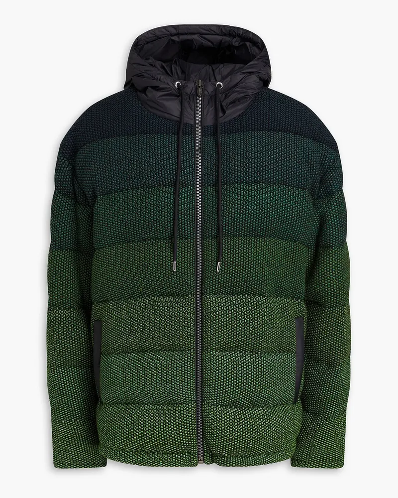 Missoni Daunenjacke aus gestepptem Bouclé-Strick mit Kapuze und Farbverlauf Grün