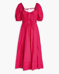 Ulla Johnson Palma gerafftes Midikleid aus Baumwollpopeline Pink