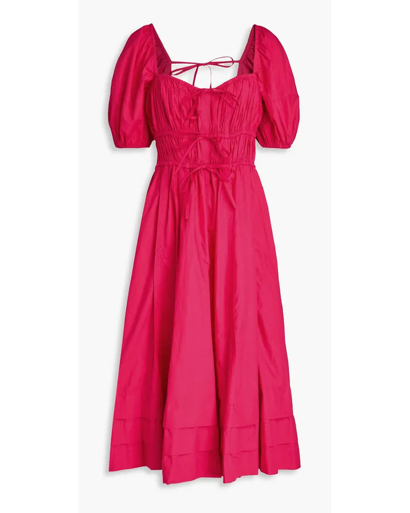 Ulla Johnson Palma gerafftes Midikleid aus Baumwollpopeline Pink