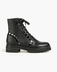 Gianvito Rossi Halsey Combat Boots aus Leder mit Cut-outs Schwarz