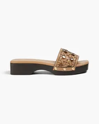 Tory Burch Mules aus geflochtenem Leder Braun