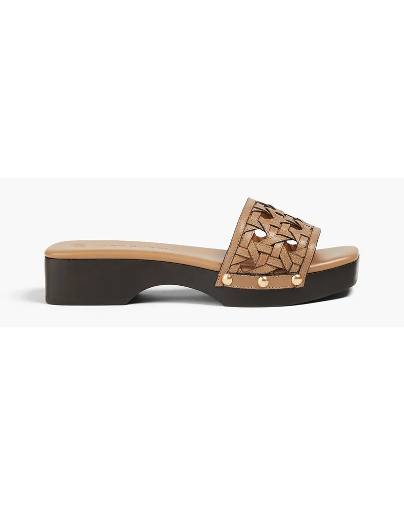 Tory Burch Mules aus geflochtenem Leder Braun