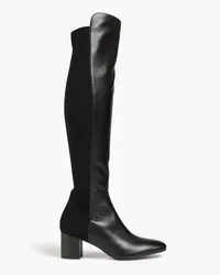 Stuart Weitzman Gillian Overknees aus Leder und Neopren Schwarz