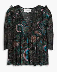 ba&sh Zarry Bluse aus Crêpe mit Paisley-Print Schwarz