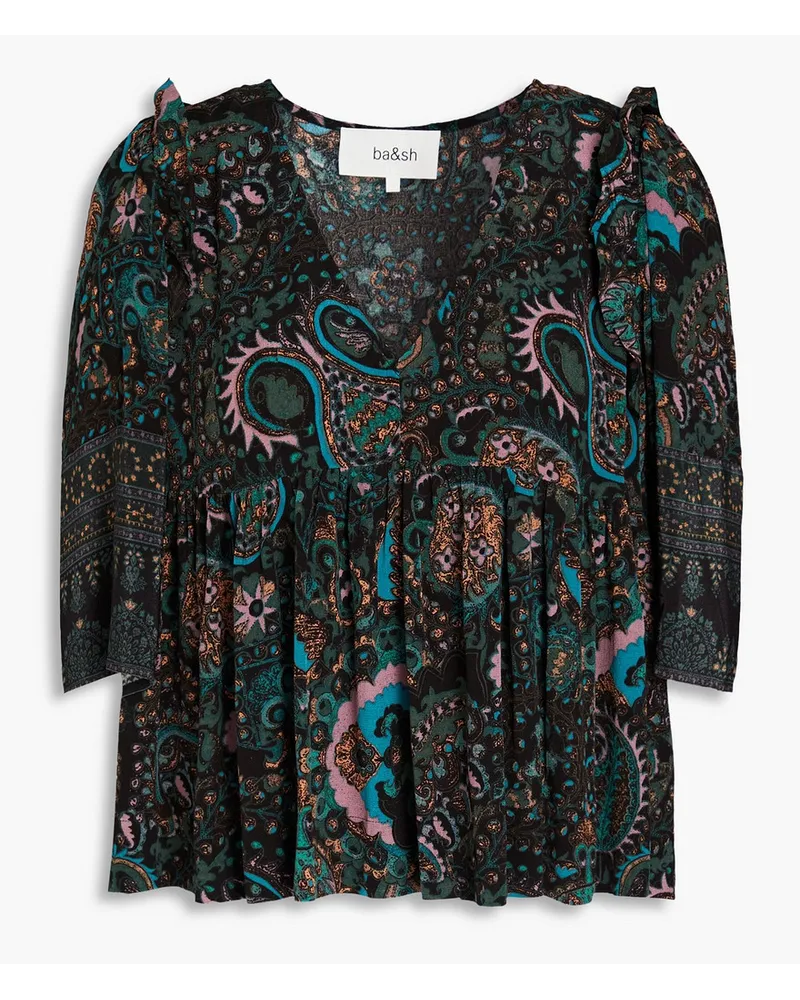 ba&sh Zarry Bluse aus Crêpe mit Paisley-Print Schwarz