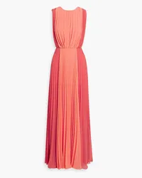 Mikael Aghal Zweifarbige Robe aus Chiffon mit Falten Orange