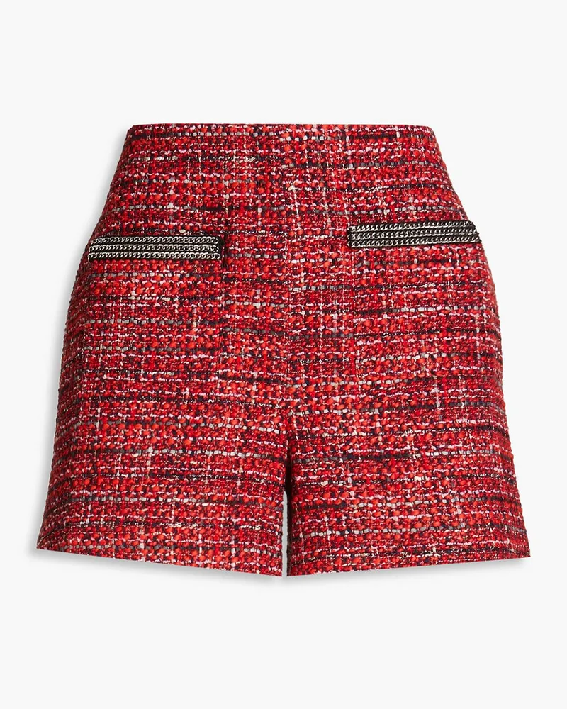 Maje Shorts Aus Metallic Tweed Mit Kettenverzierung Rot