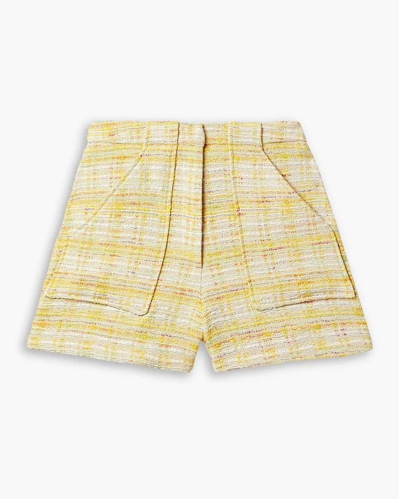 Lisa Marie Fernandez Tennis Shorts aus kariertem Tweed aus einer Baumwollmischung Gelb