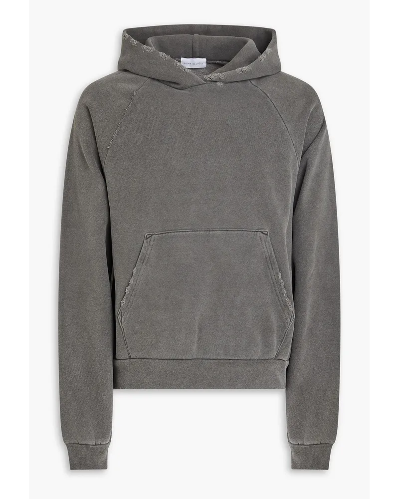 John Elliott + Co Hoodie aus Baumwollfleece inDistressed-Optik Grau