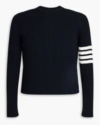 Thom Browne Gestreifter Zopfstrickpullover aus Baumwolle Blau