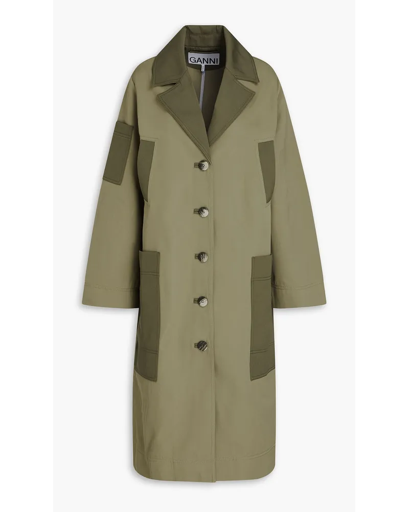 Ganni Trenchcoat aus Twill Grün