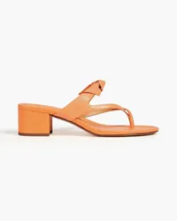 Alexandre Birman Clarita Mules aus Leder mit Eidechseneffekt und Knotendetail Orange