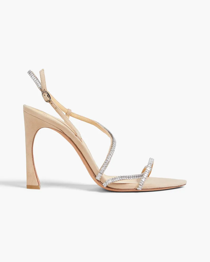 Alexandre Birman Alana Sandalen aus Veloursleder mit Kristallverzierung Neutral