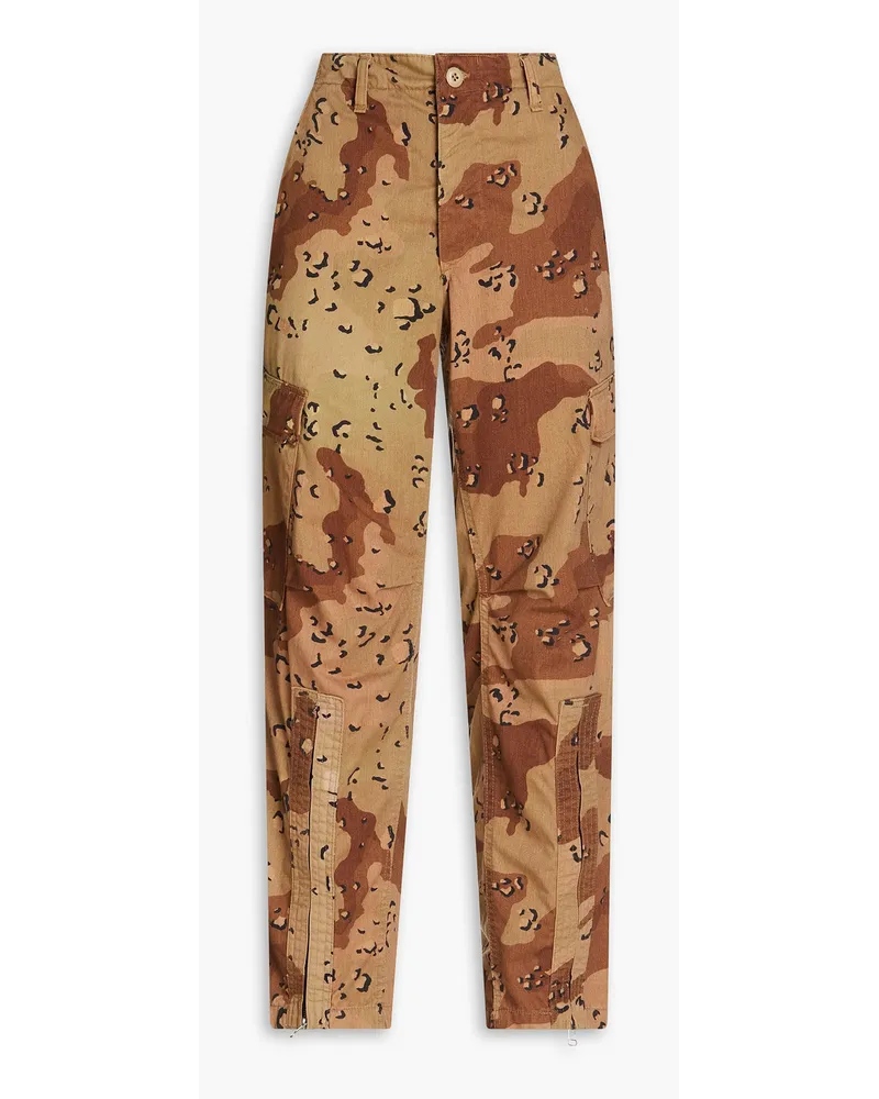 RE/DONE Cargohose aus Gabardine aus einer Baumwollmischung mit Camouflagemuster Neutral