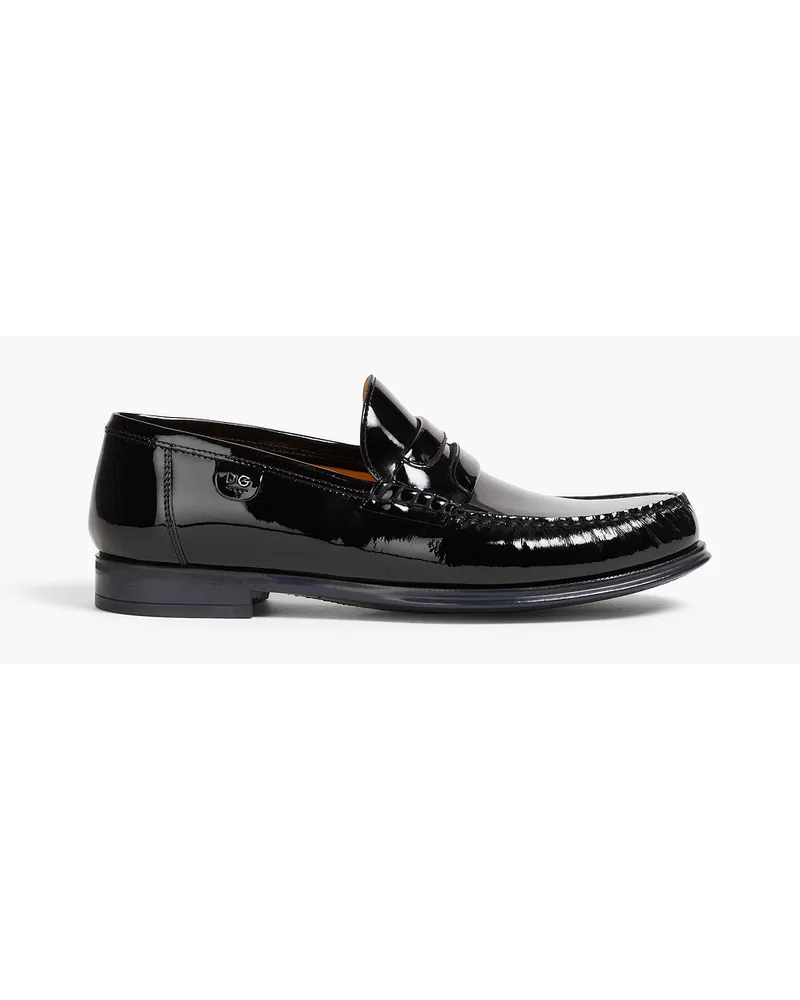 Dolce & Gabbana Penny Loafers aus Lackleder Schwarz