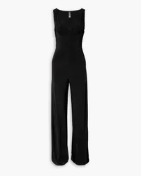 Norma Kamali Tara Jumpsuit mit weitem Bein aus Stretch-Jersey Schwarz