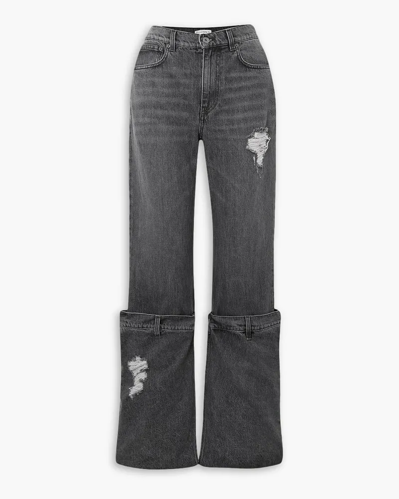 J.W.Anderson Bucket halbhohe Jeans mit weitem Bein inDistressed-Optik Grau