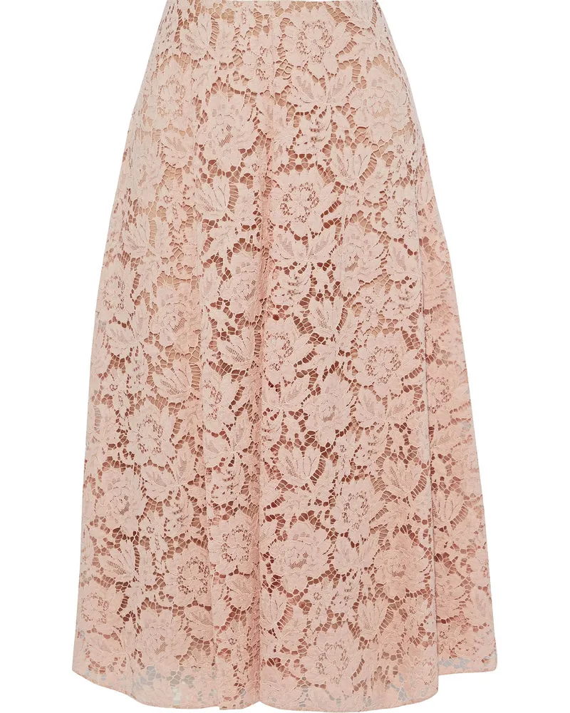 Valentino Garavani Cotton-blend corded lace midi skirt Pink