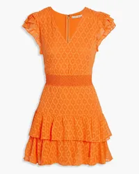 Alice + Olivia Alice OliviaMarkita Minikleid aus einer Seiden-Baumwollmischung mit Fil Coupé mit Raffung Orange