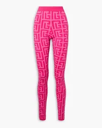 Balmain Barbie Leggings aus Jacquard-Strick aus einer Wollmischung Pink