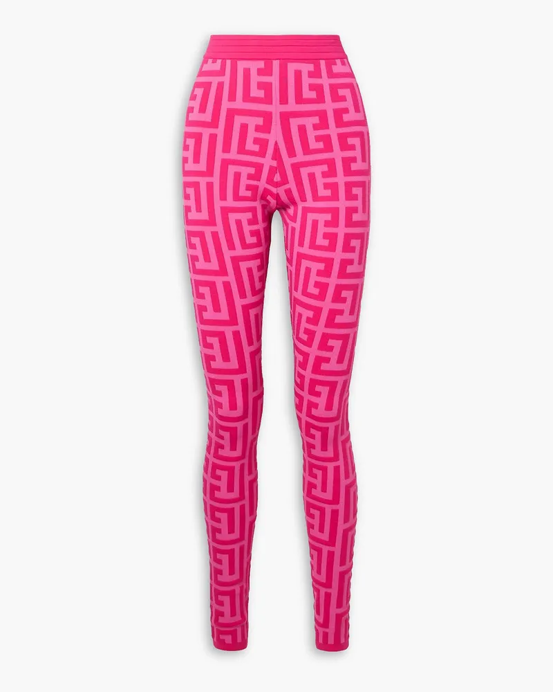 Balmain Barbie Leggings aus Jacquard-Strick aus einer Wollmischung Pink