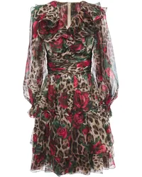 Dolce & Gabbana Ruffled printed silk-organza dress Animal-print