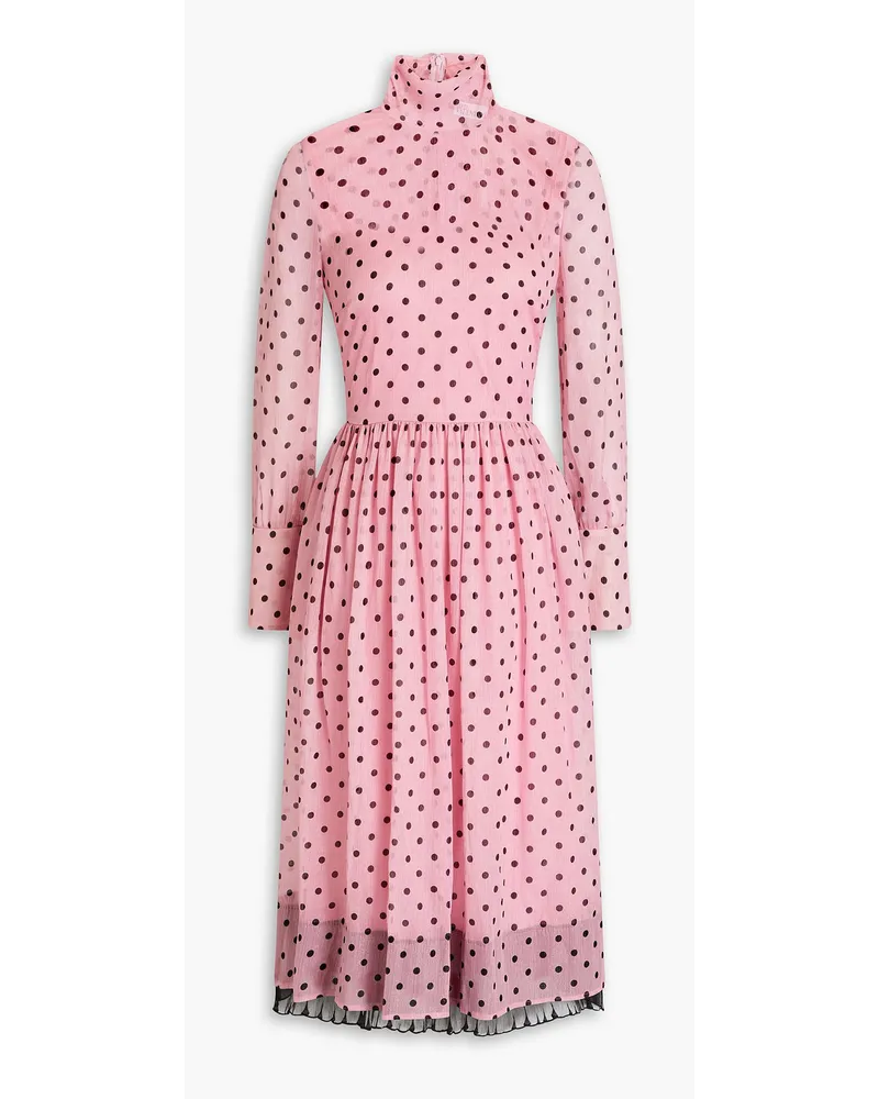 RED Valentino REDValentinoMidikleid aus Krepon mit Metallic-Effekt und Polka-Dots Pink