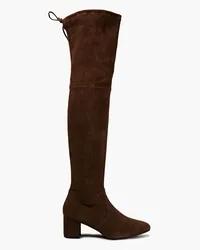 Stuart Weitzman Genna Overknees aus Stretch-Veloursleder Braun