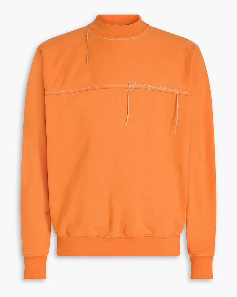 Jacquemus Fio Sweatshirt aus Baumwollfleece mit Stickereien Orange