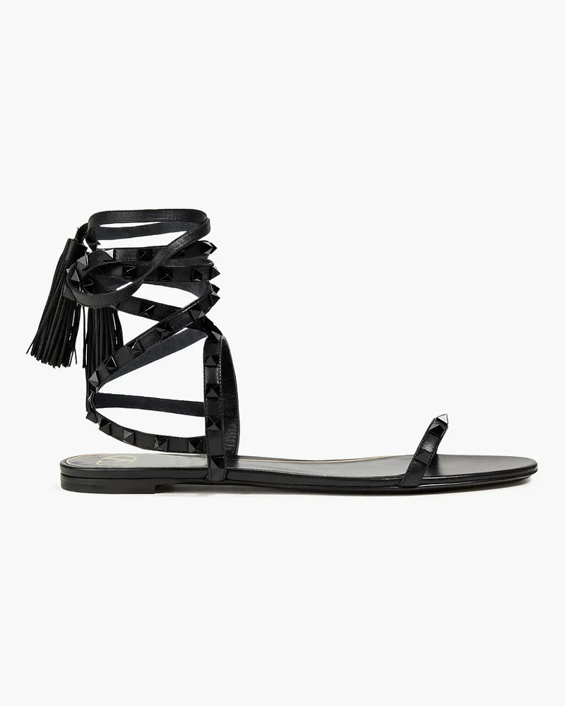 Valentino Garavani Rockstud Sandalen aus Leder mit Troddeln Schwarz