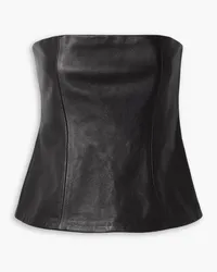 Co Trägerloses Bustier aus Leder Schwarz